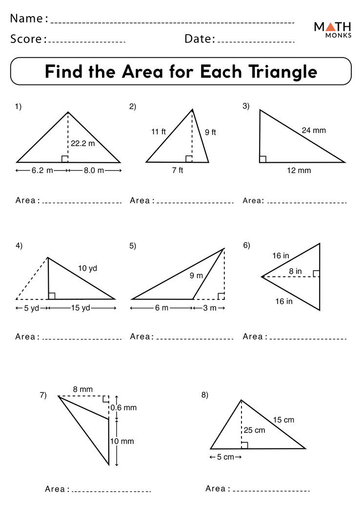 finding the area of a triangle worksheet education.com