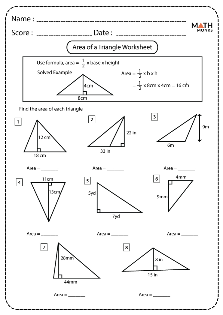 area of a triangle problem solving year 6