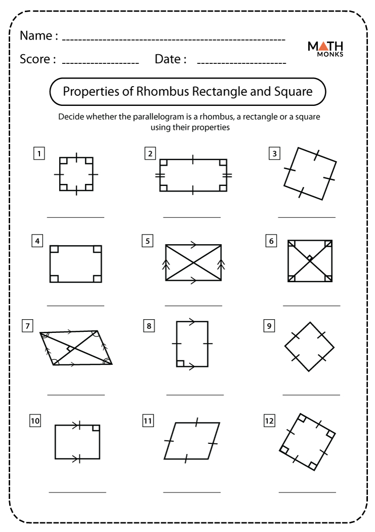 Properties of Rectangles Worksheets - Math Monks