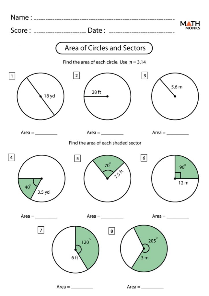 area of sector of circle example