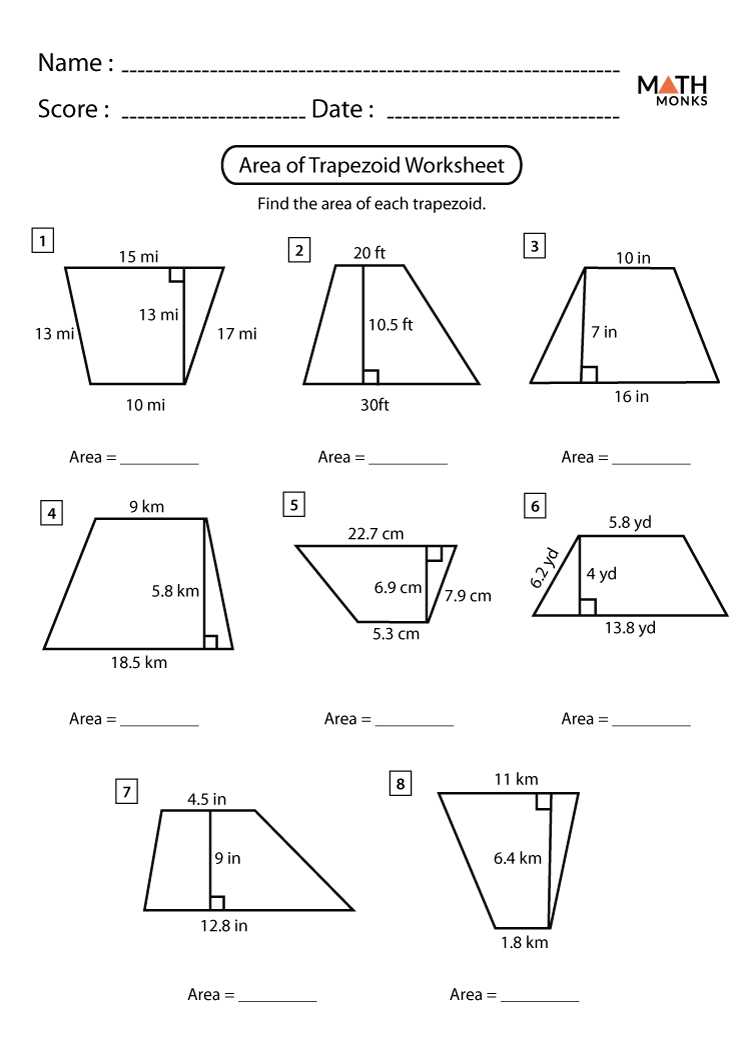 Trapezoid Worksheets - Math Monks