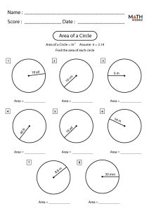 Area of a Circle – Definition, Formulas, Examples