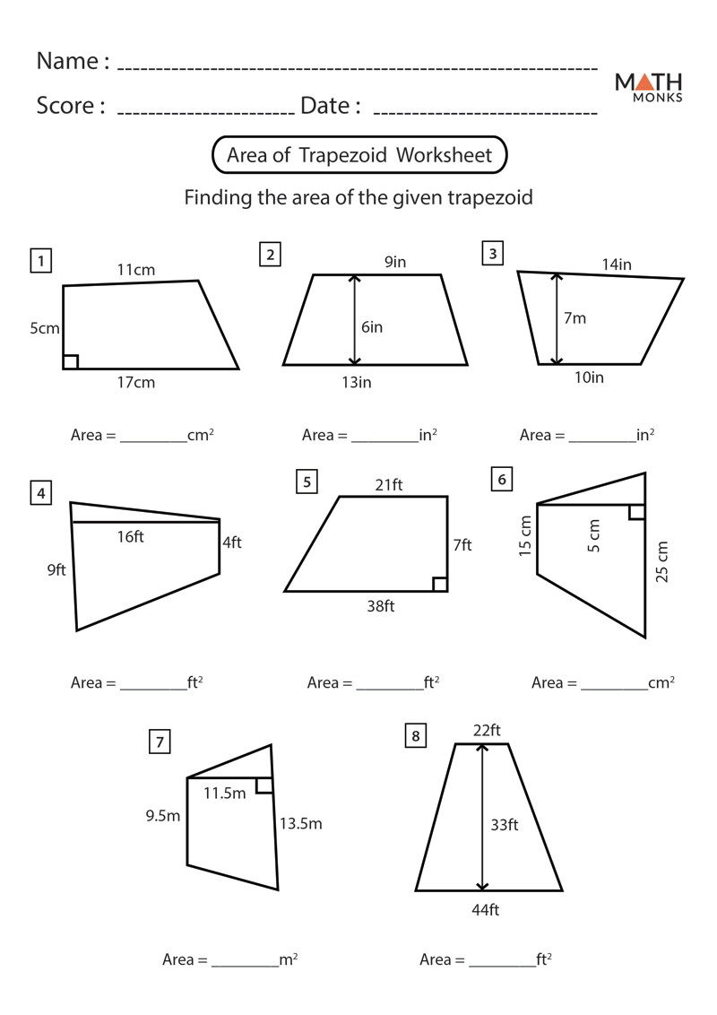 Free Printable Worksheets Area Of A Trapezoid