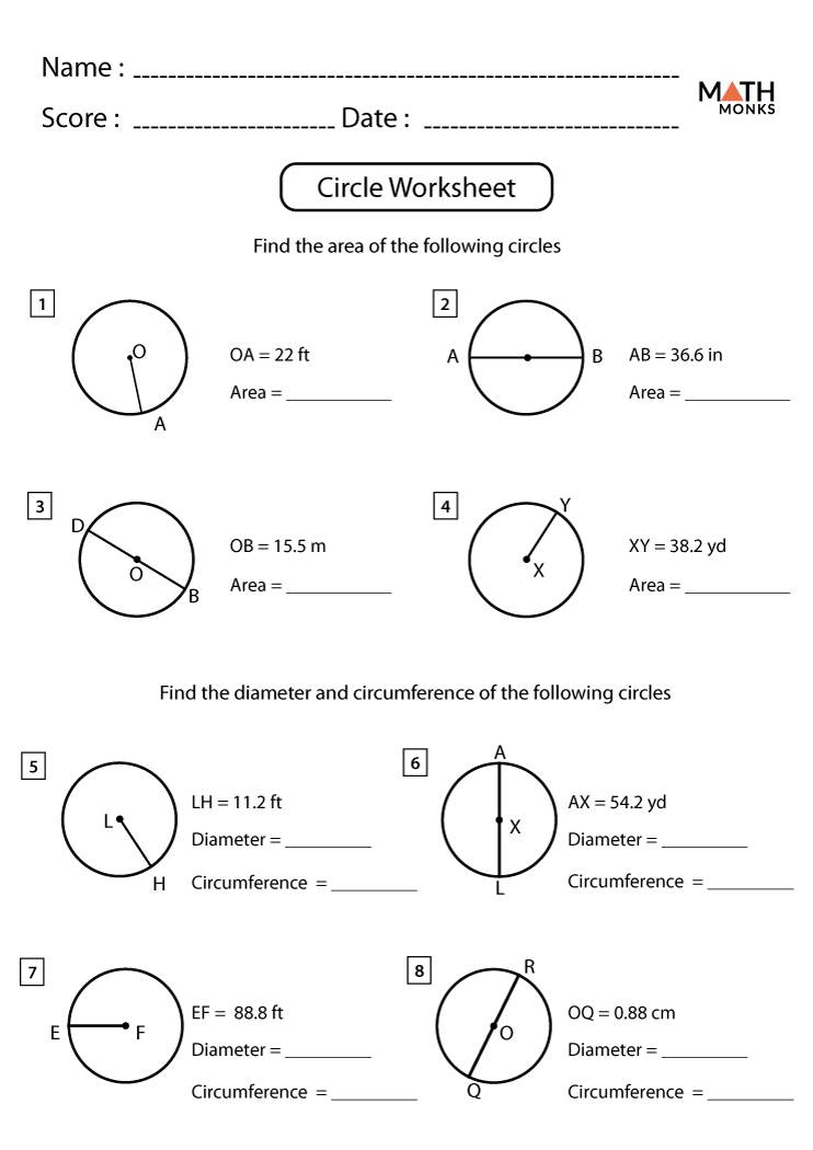 Circle Worksheets - Math Monks