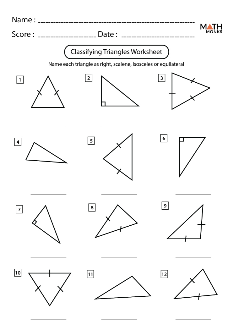 classifying triangles worksheets math monks