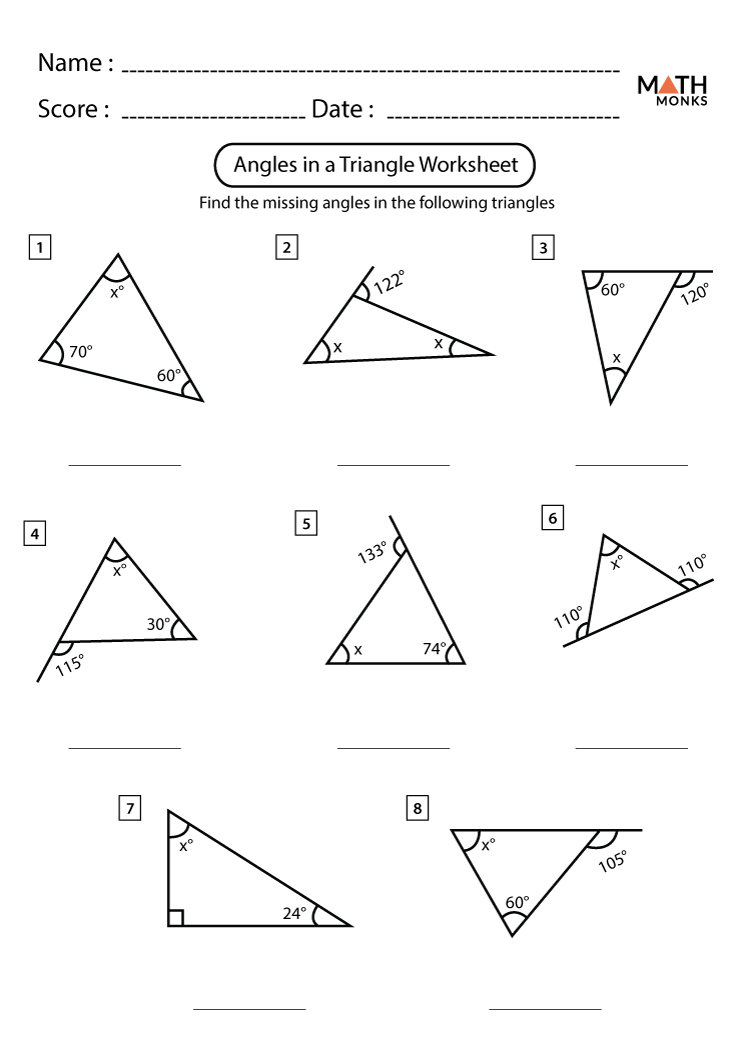 Angles In A Triangle Worksheets C73