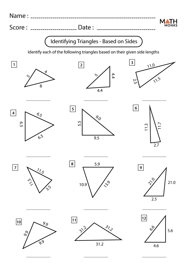 Classifying Triangles Worksheets | Math Monks