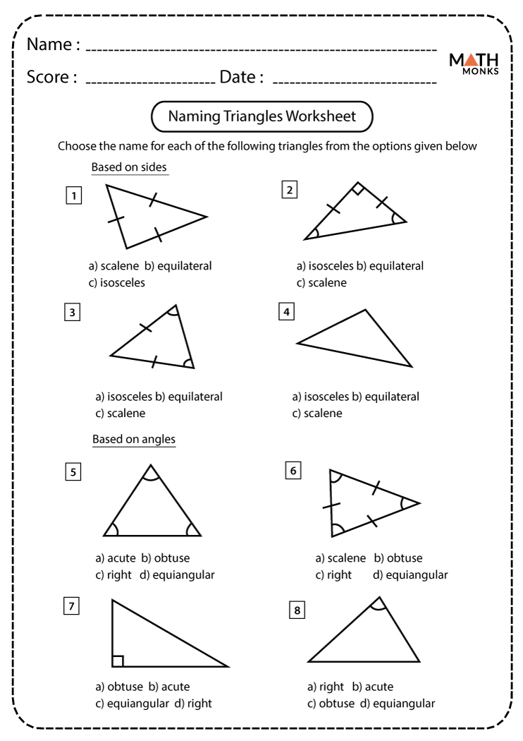 Classifying Triangles Worksheets | Math Monks