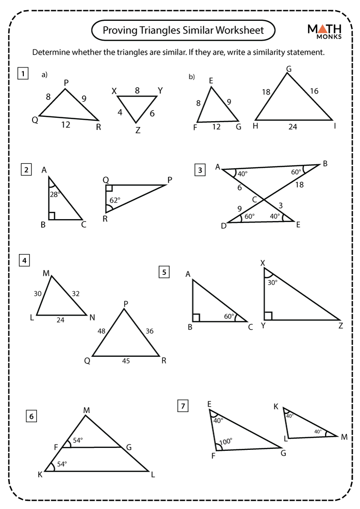 Proving Triangles Similar Worksheet