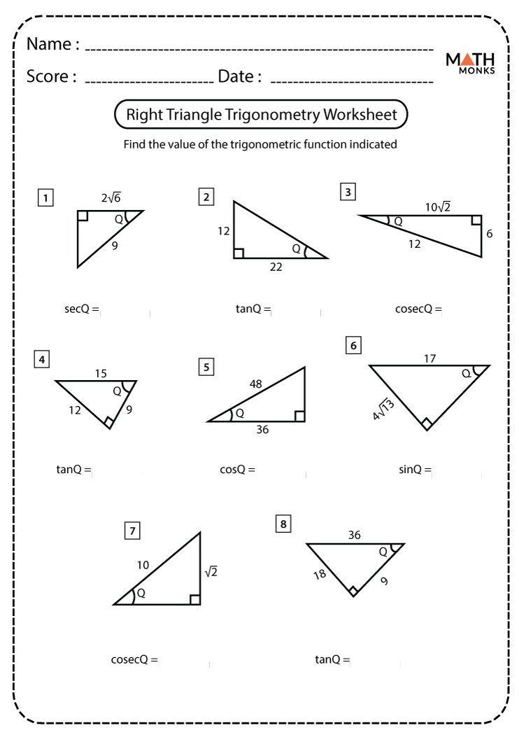 Multiplying Decimals Worksheets Math Monks Right Triangle Trigonometry Worksheets Math Monks