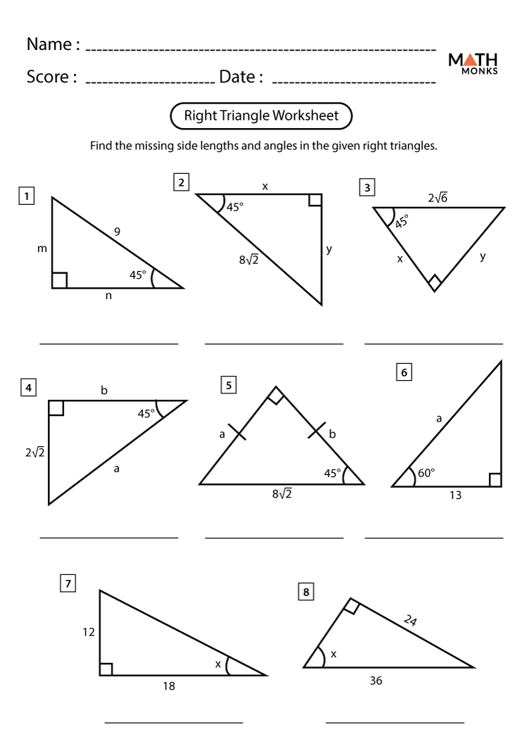 Angles in a Triangle Worksheets - Math Monks