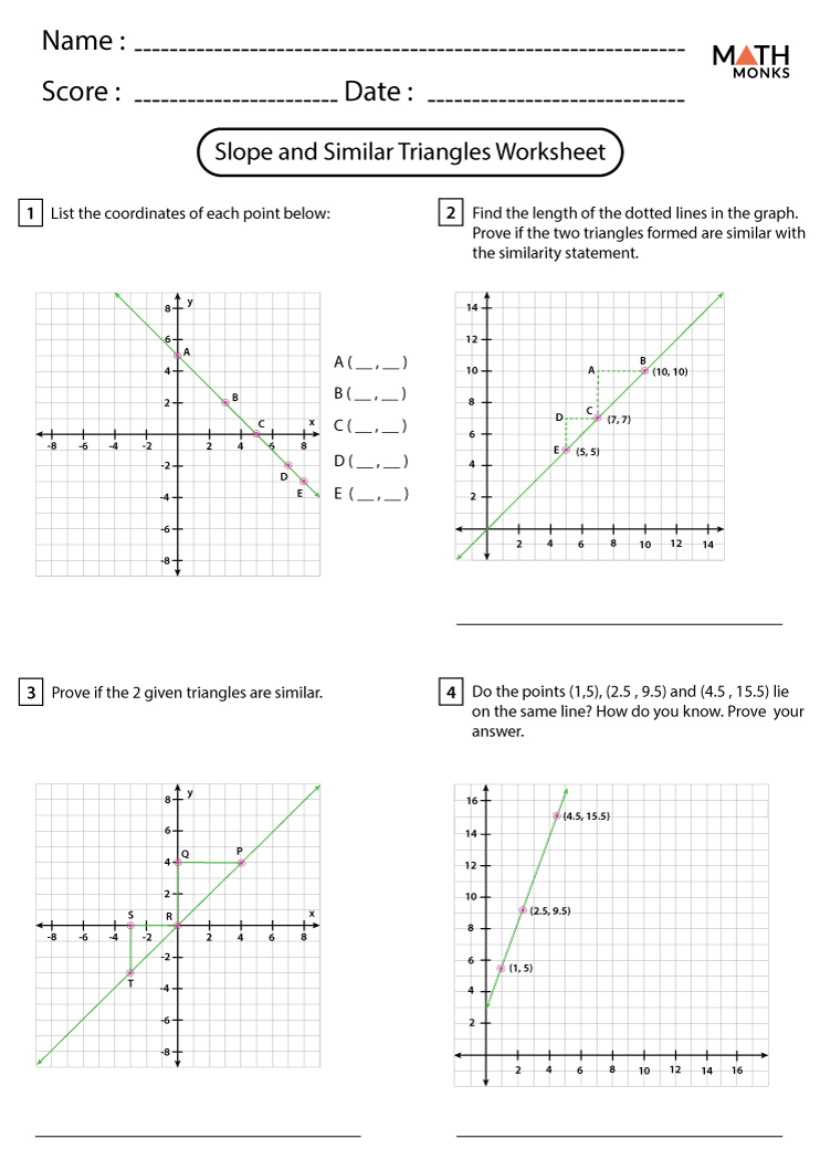 Similar Triangles Worksheets | Math Monks