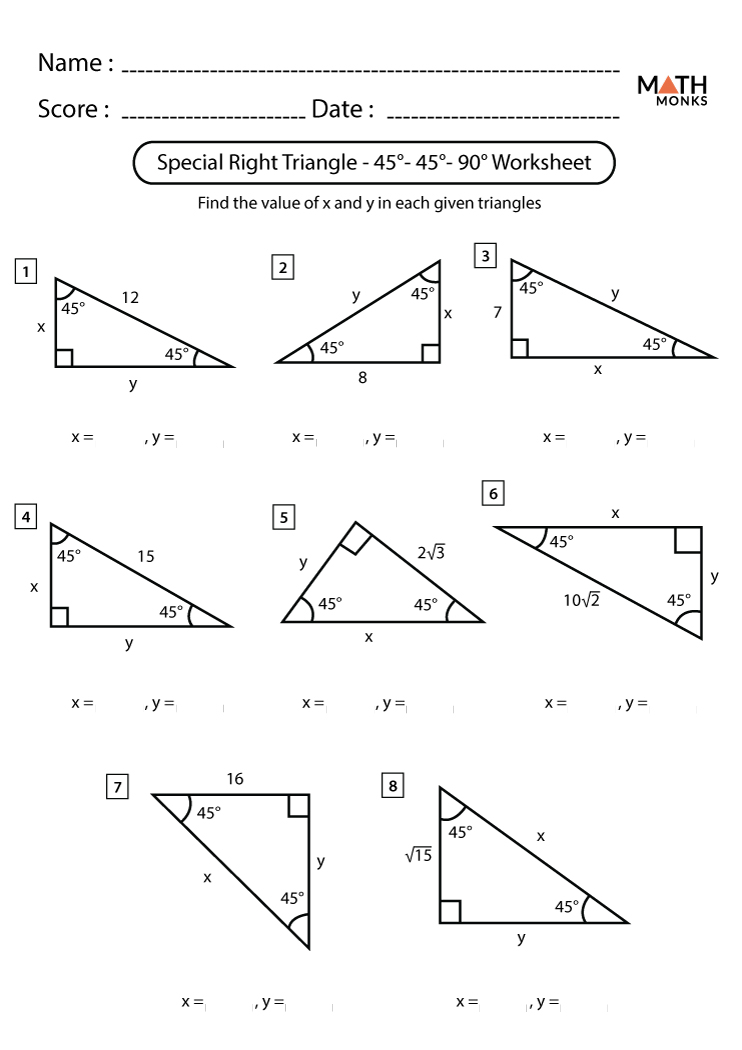 Division With Answer Key Free Printable Pdf Worksheet Decimals Special Right Triangles 