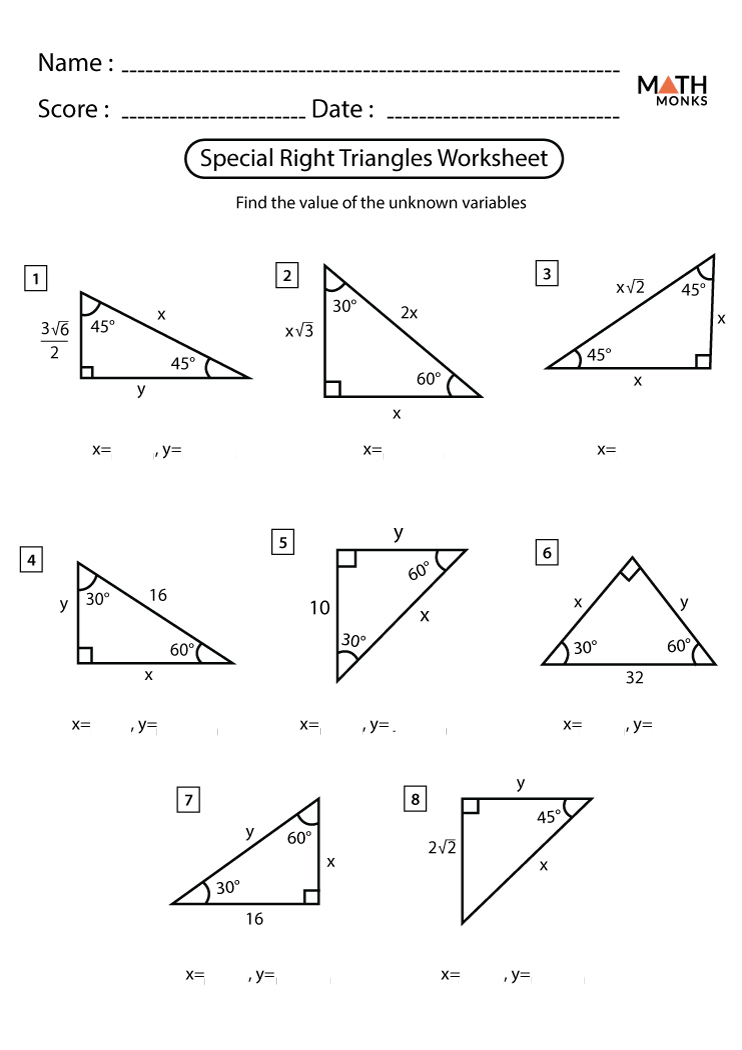 special-right-triangles-worksheets-math-monks