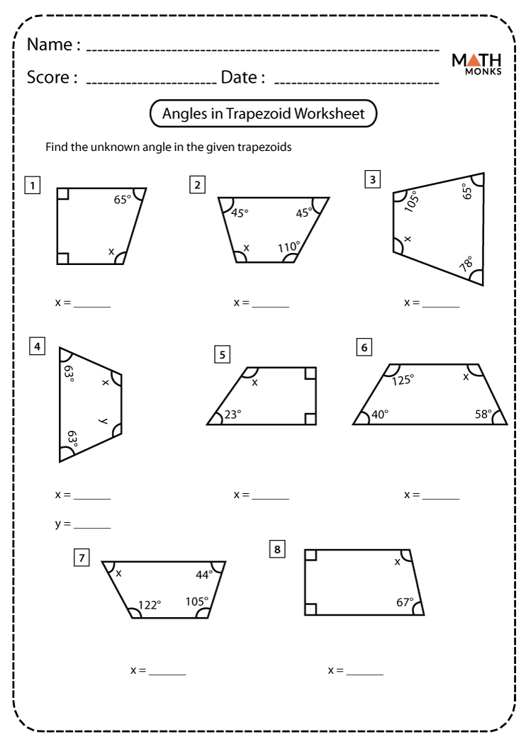 Geometry Worksheet Kites And Trapezoids
