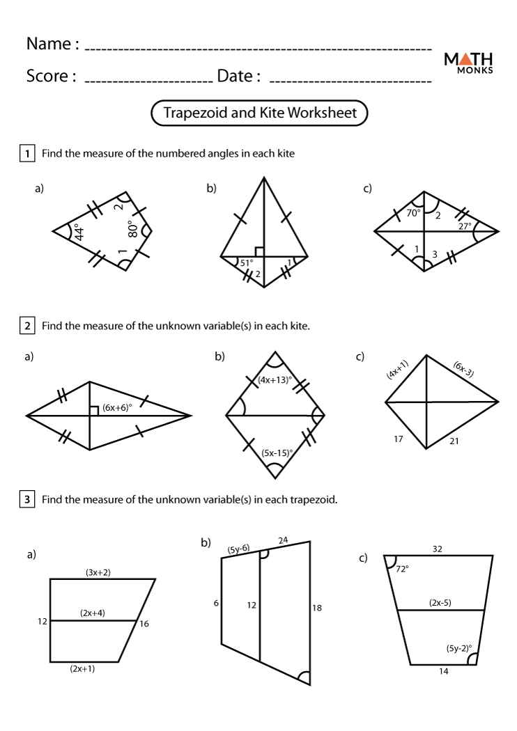 Trapezoid Worksheets Math Monks