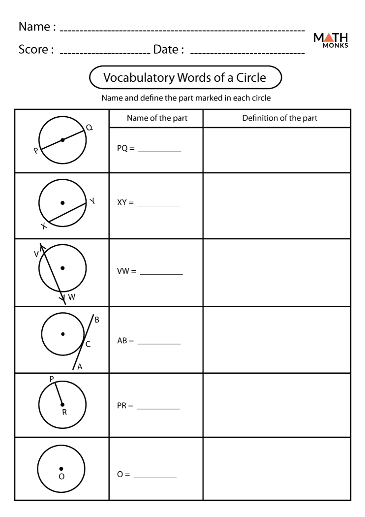 Circle Worksheets - Math Monks