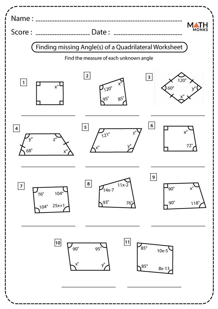 Free Worksheet Printables For Quadrilaterals