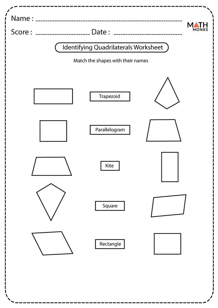 Classifying Quadrilaterals Worksheets Math Monks