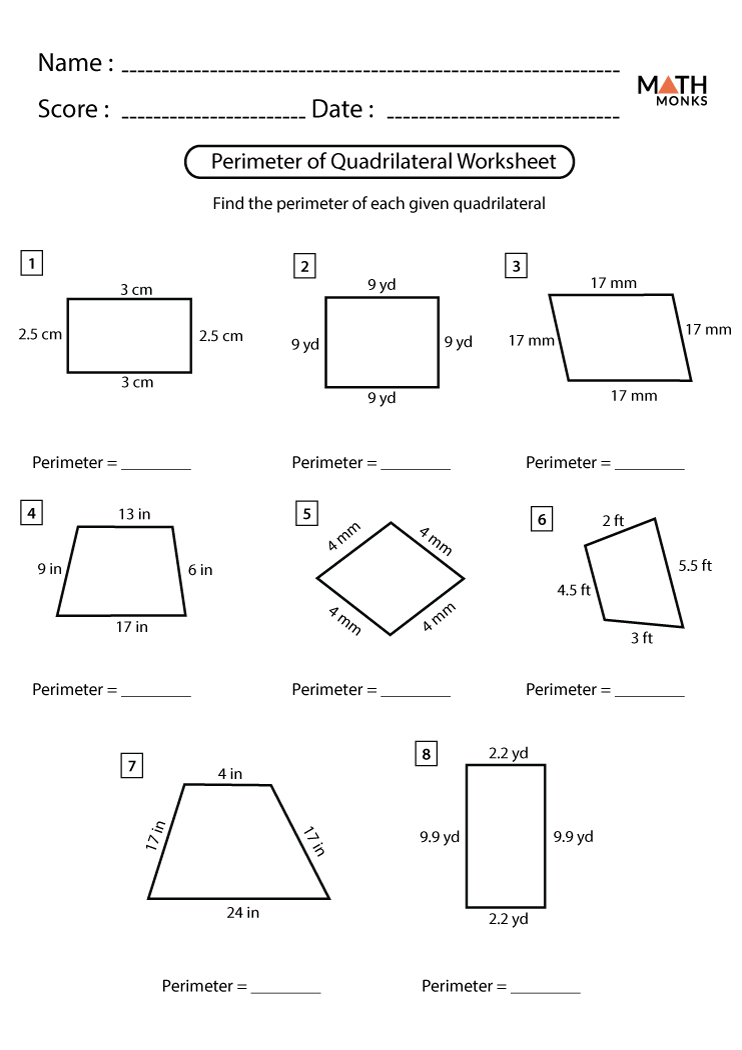 Area Of Quadrilateral Worksheet