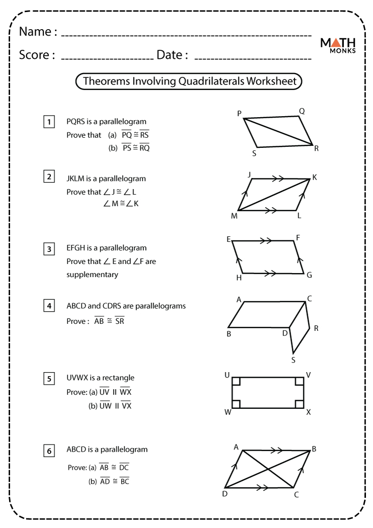 Quadrilaterals Worksheets - Math Monks