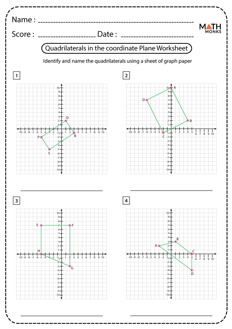 Quadrilaterals in Coordinate Plane Worksheets Math Monks