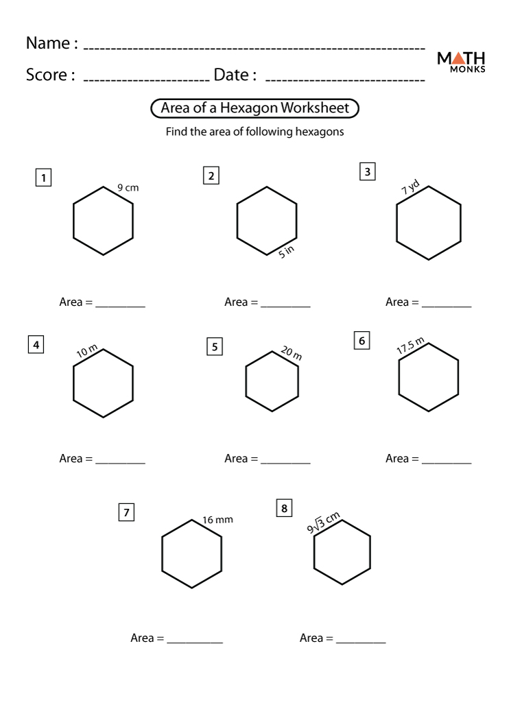 Hexagon Worksheets - Math Monks