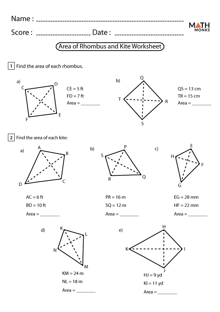 Rhombus Worksheets - Math Monks