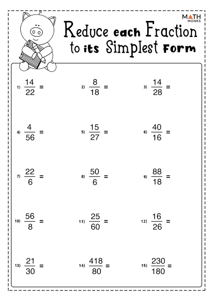 Simplifying Fractions Worksheets | Math Monks