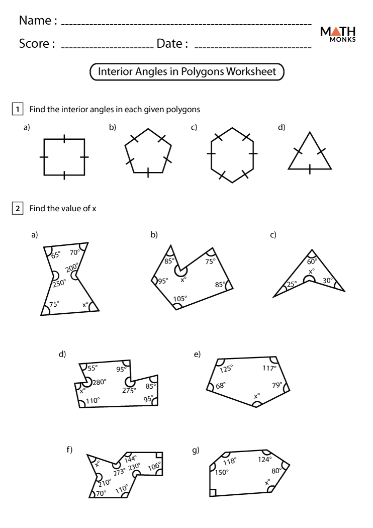 Angles in Polygons Worksheets - Math Monks In Angles Of Polygon Worksheet