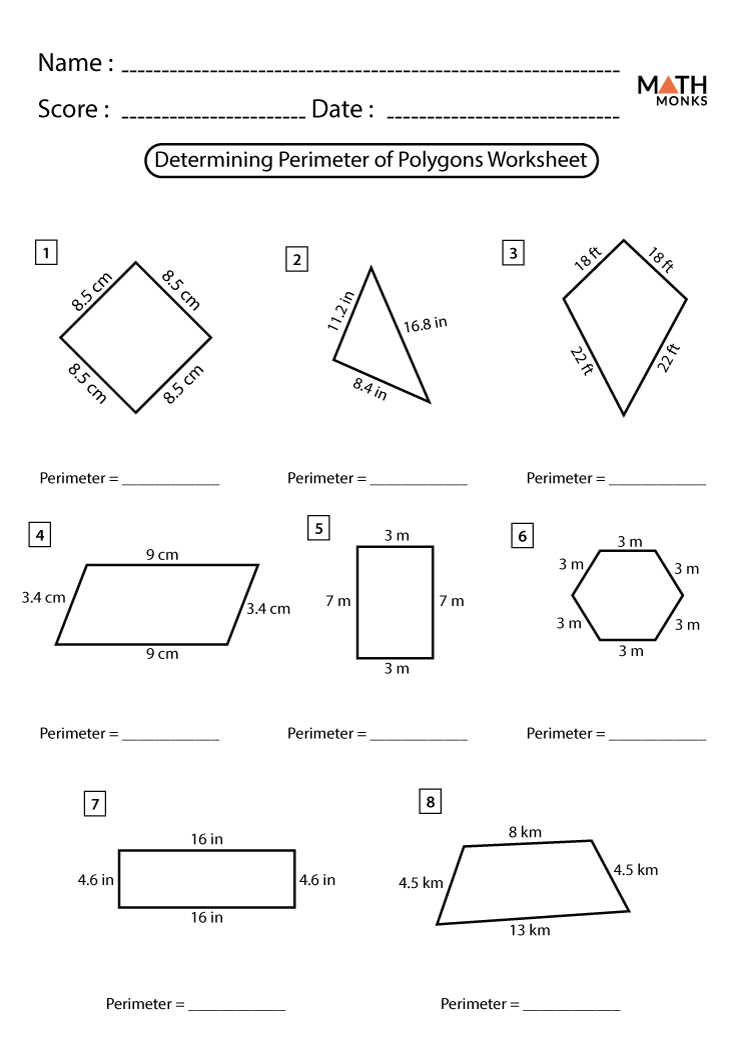 Perimeter of Polygons Worksheets - Math Monks