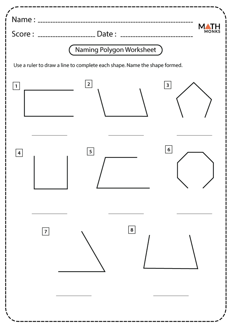 Classifying or Identifying Polygons Worksheets | Math Monks