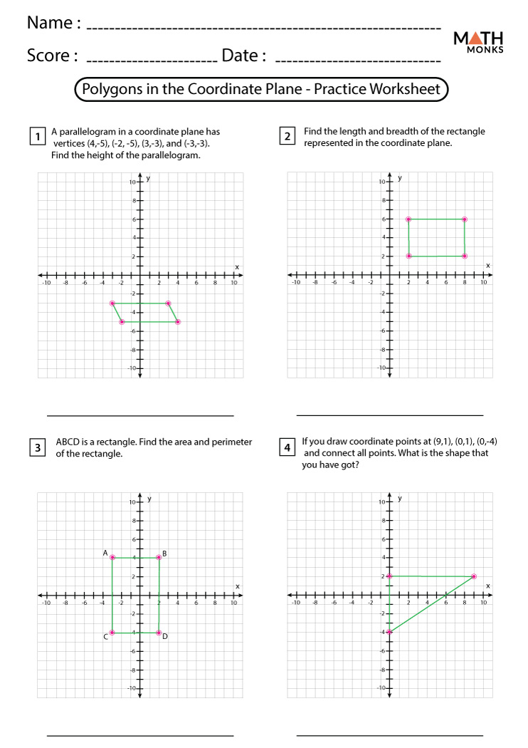 Polygons On The Coordinate Plane Worksheets