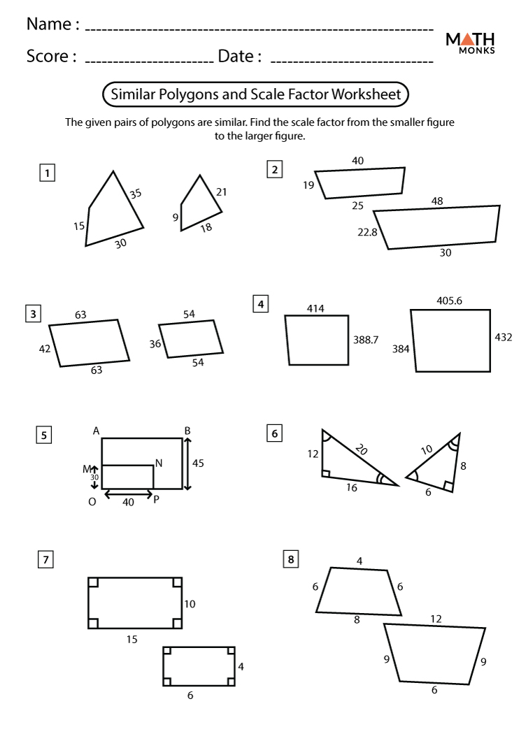 Similar Polygons Worksheets - Math Monks With Scale Factor Worksheet 7th Grade