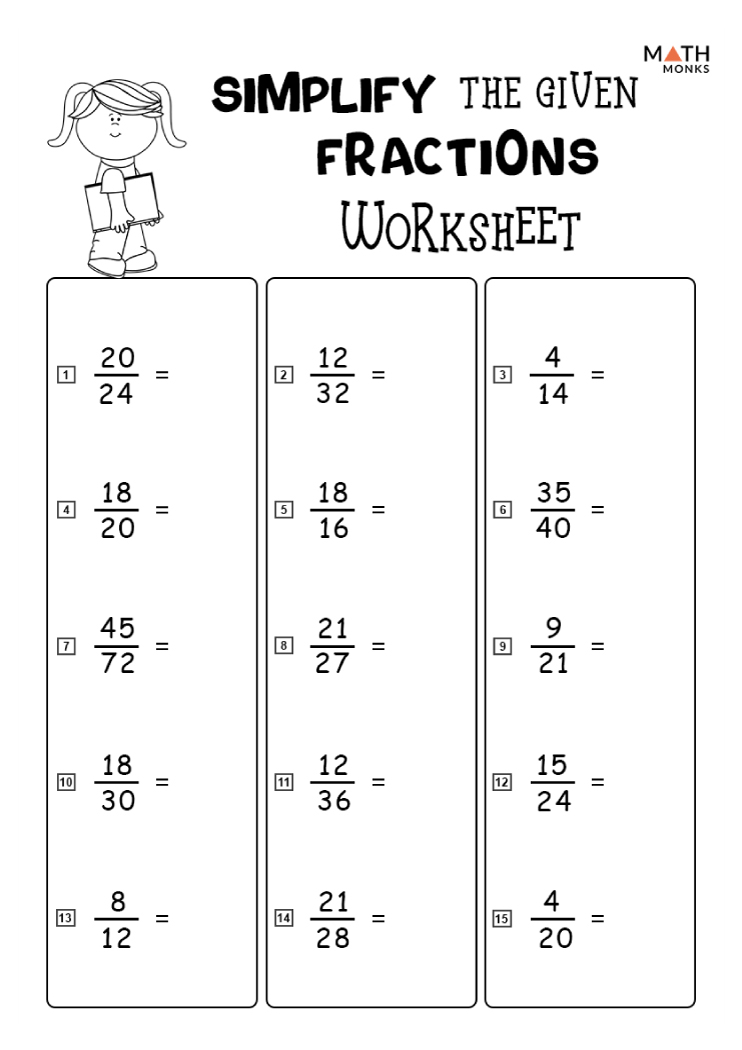 Simplifying Fractions Worksheets | Math Monks