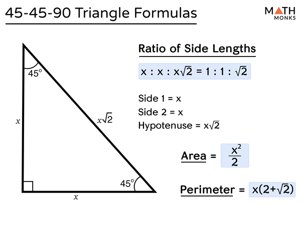 hypotenuse of isosceles triangle formula