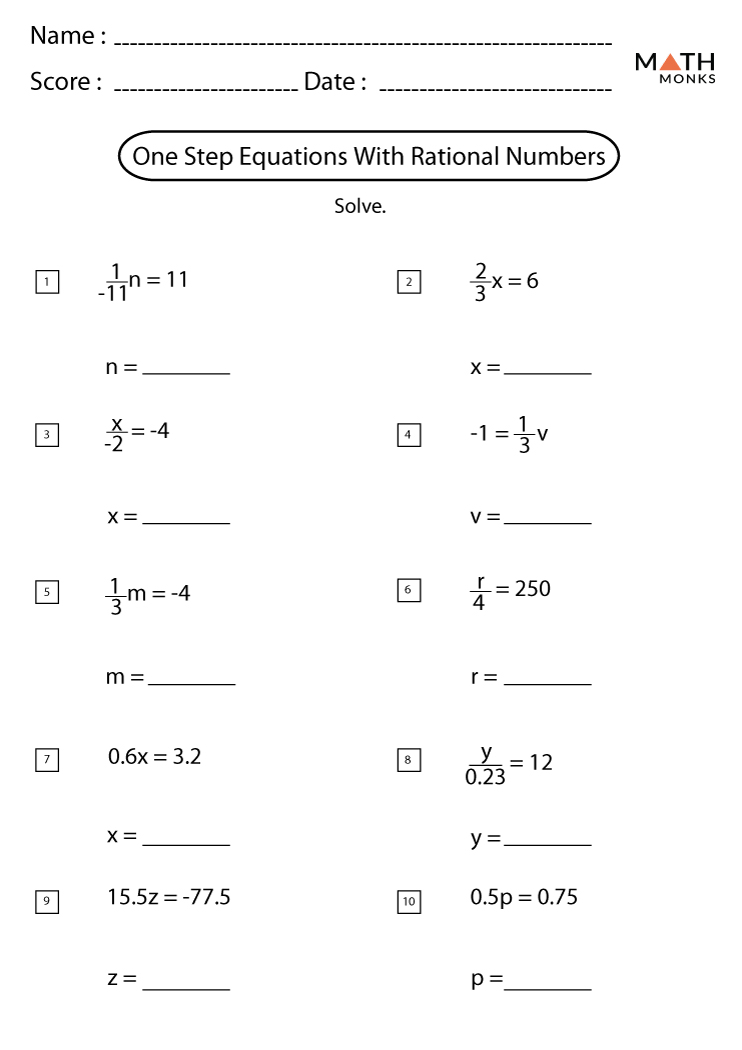 one-step-equations-worksheets