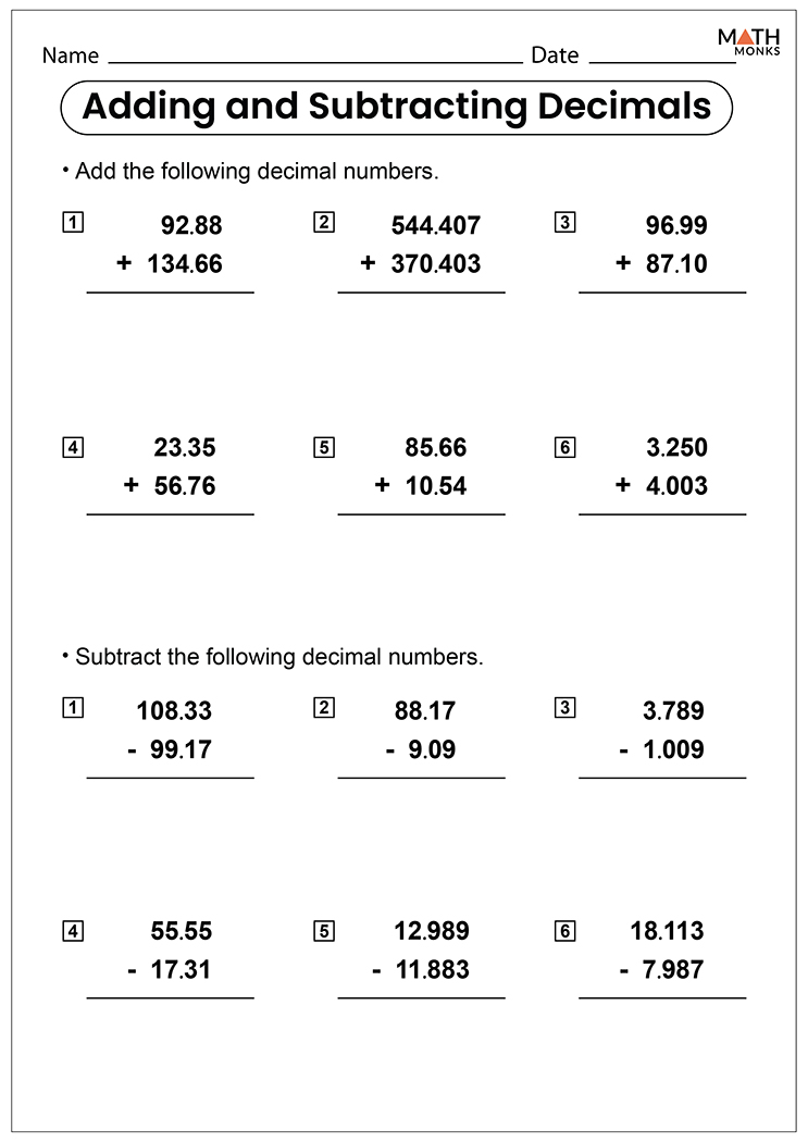 adding-and-subtracting-with-decimals-worksheet