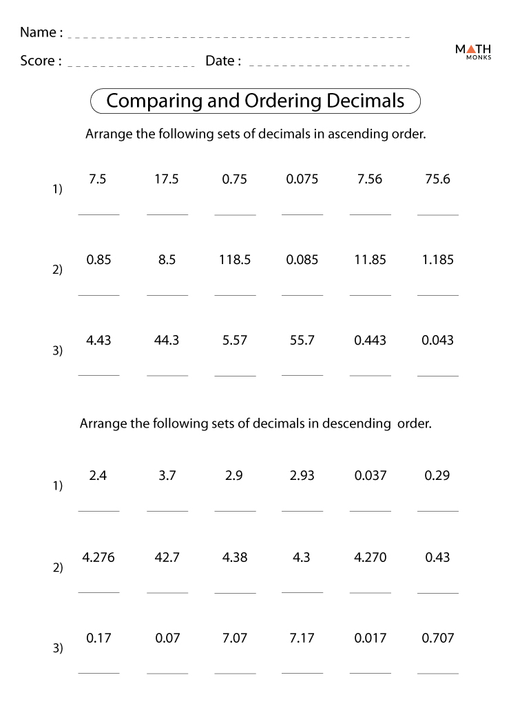 comparing-decimals-worksheet