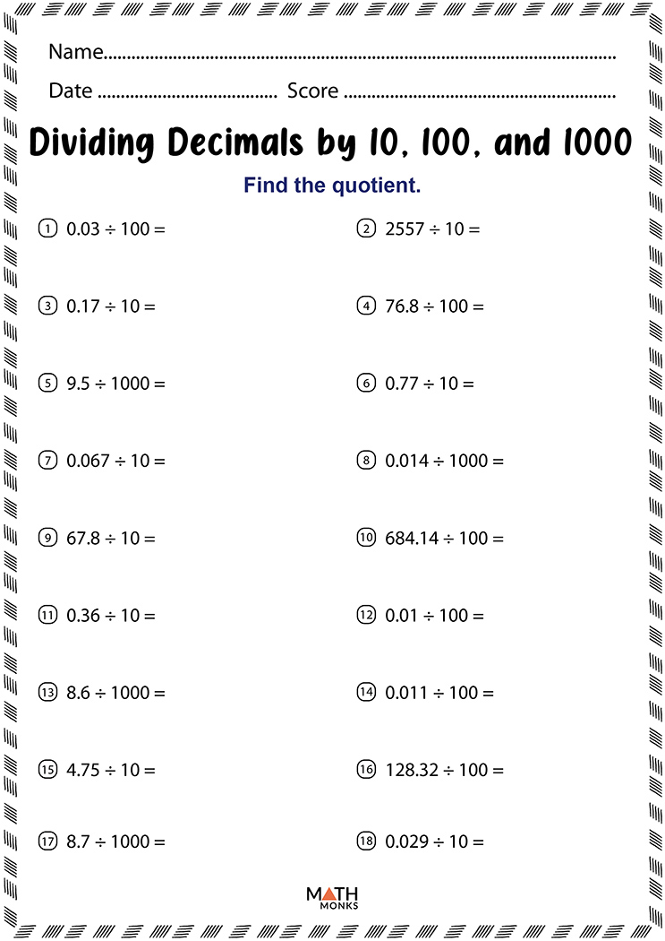 worksheets-dividing-decimals