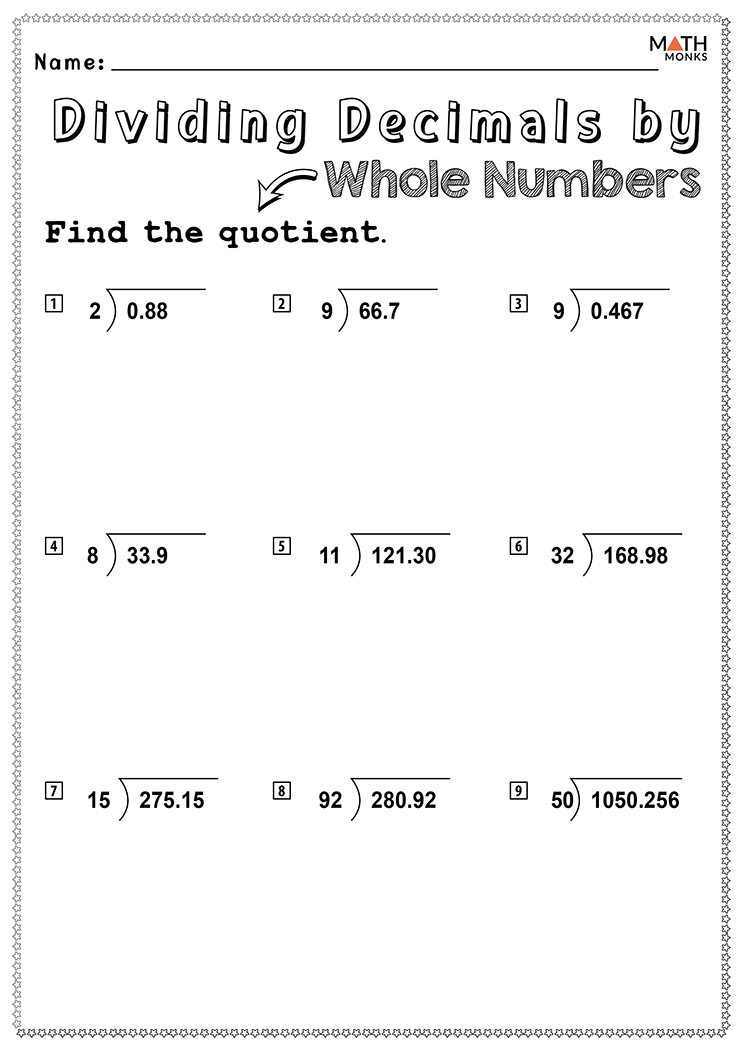 dividing decimals by integers problem solving