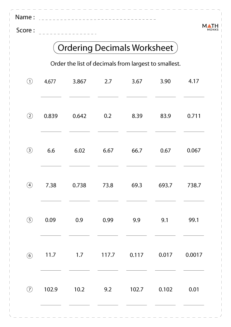 my homework lesson 7 compare decimals answer key pdf