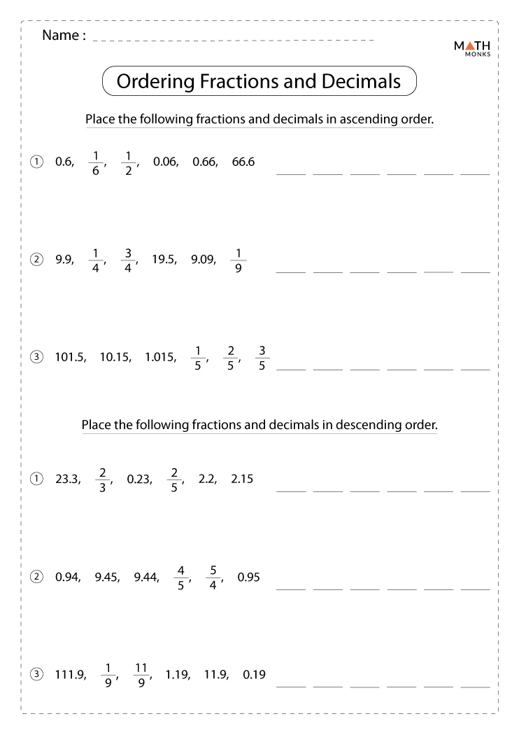 comparing-and-ordering-decimals-worksheets