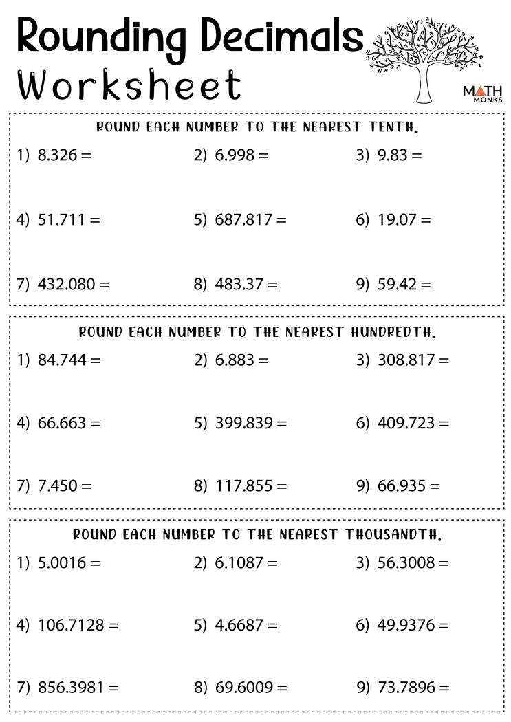 Rounding Numbers And Decimals Worksheet