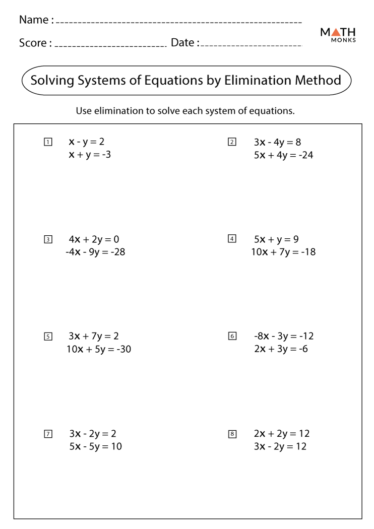 Systems Of Equations Worksheet Pdf