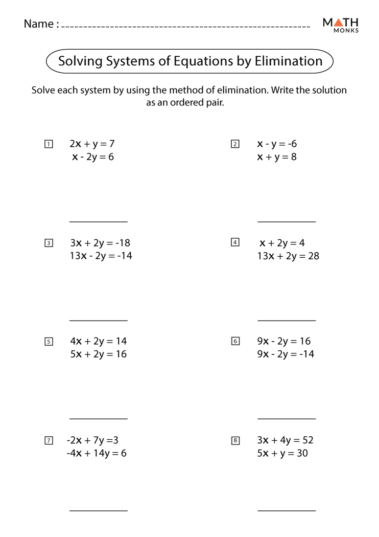  Elimination Using Multiplication Worksheet Answers