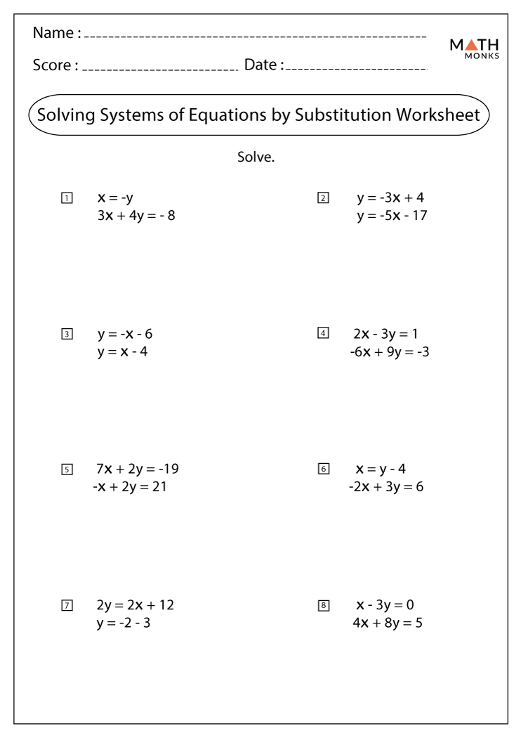 7th grade substitution worksheet