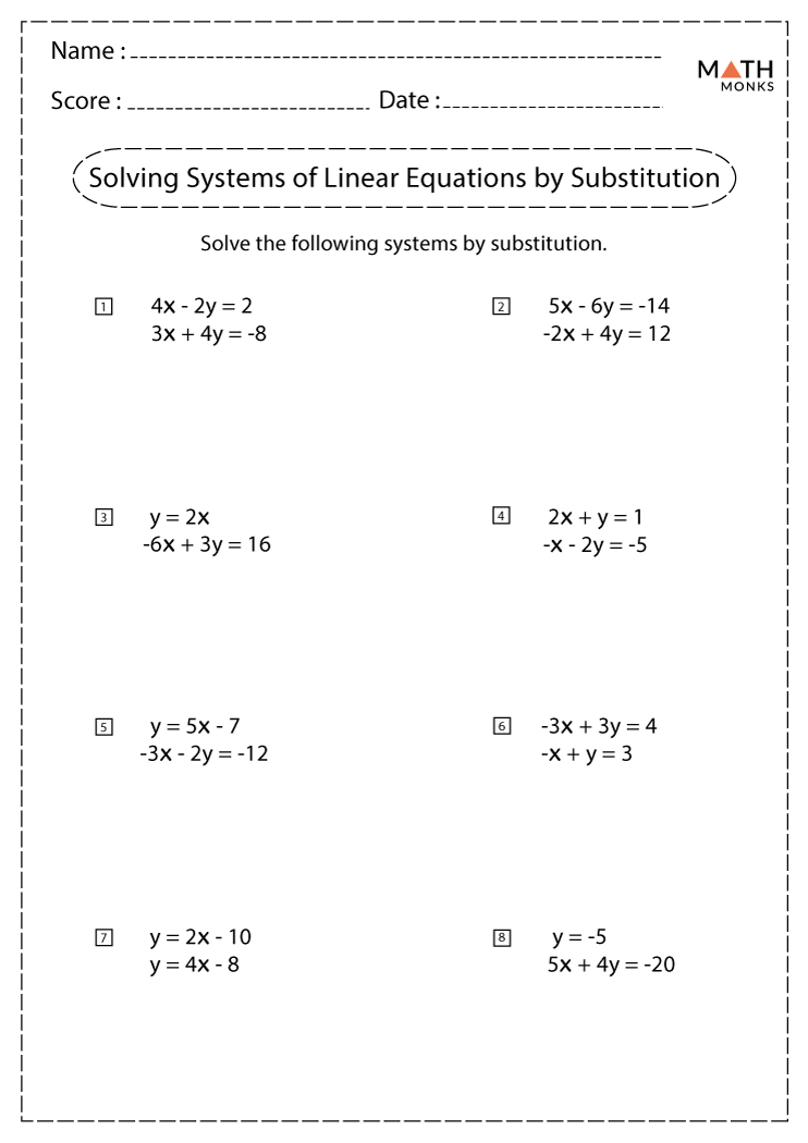 Substitution 6th Grade Whole Numbers Worksheet