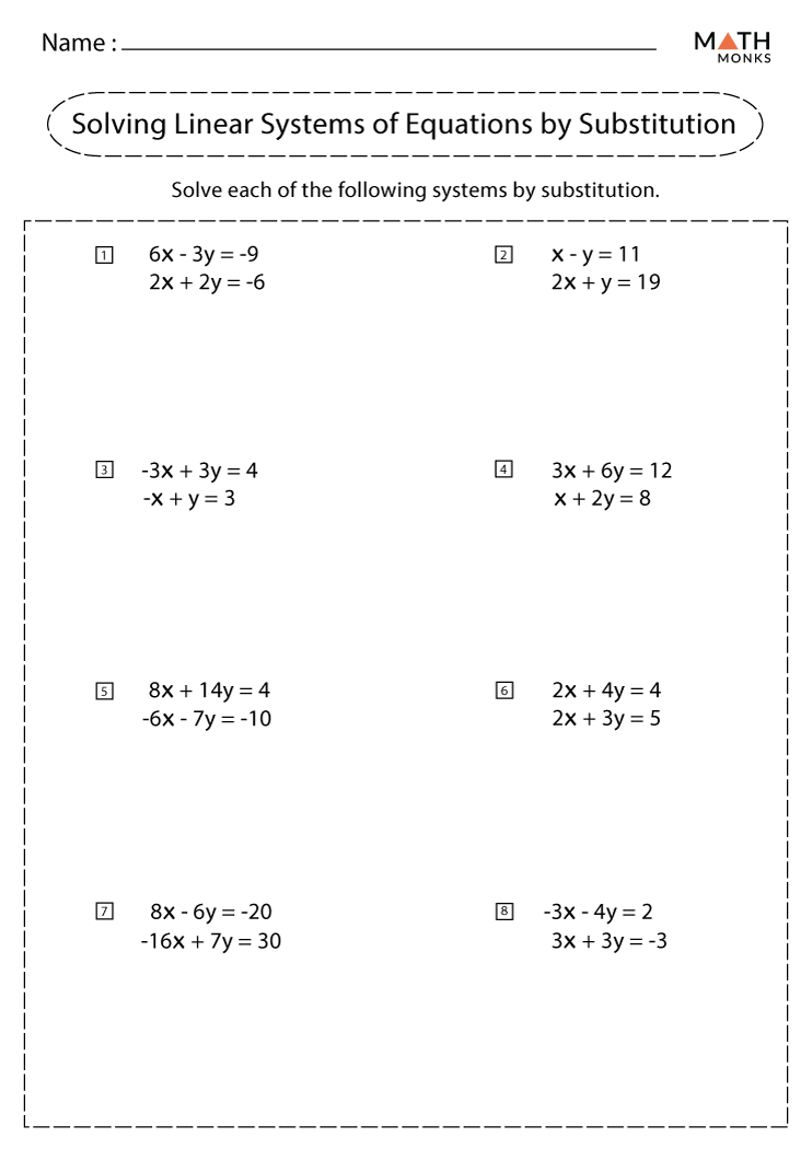 Systems of Equations Worksheets - Math Monks