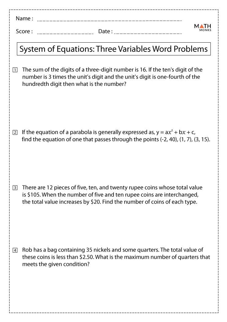 Top 18 3 Variable System Of Equations Word Problems Worksheet En Iyi 2022